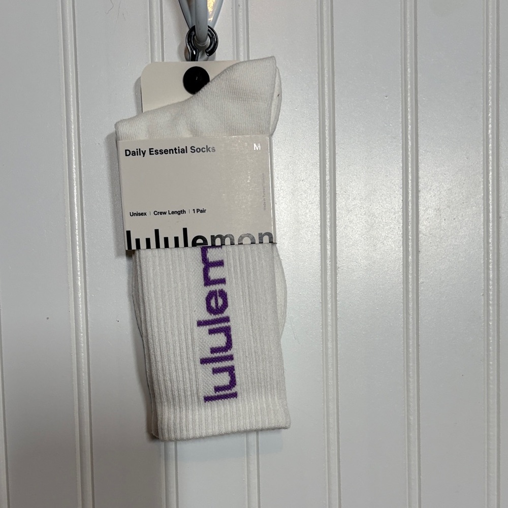 lululemon athletica White and Purple Crew Socks